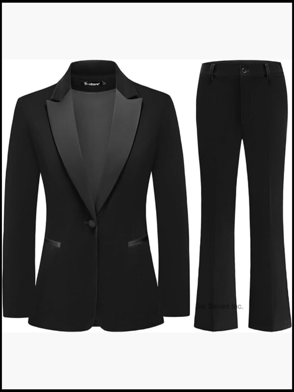 Women's Velvet Blazer & Bootcut Pants Wedding Business Outfit Set